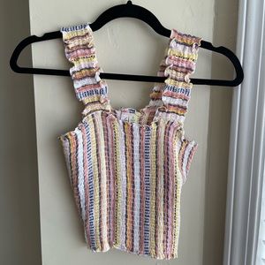 Colorful scrunch crop top